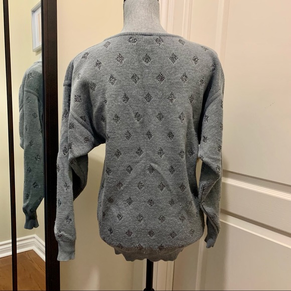 Vintage Mondi wool silver metallic [Christmas sweater 90s Y2K sparkly holiday] - Picture 4 of 7